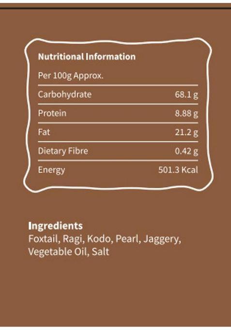 Milletry Millet & Jaggery Cookies | Foxtail, Pearl, Ragi, Kodo High Protein Biscuit (2 X 135 G)