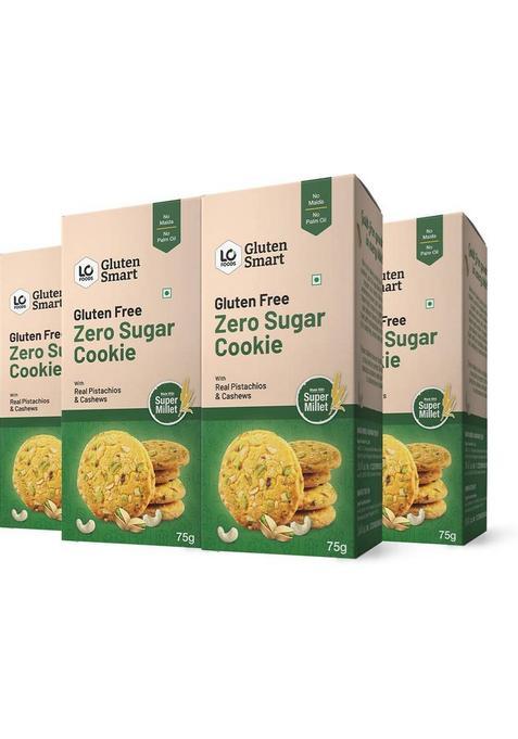 Lo! Foods Gluten Free Pista Cookies (Sugar Biscuit) Biscuit (4 X 75 G)