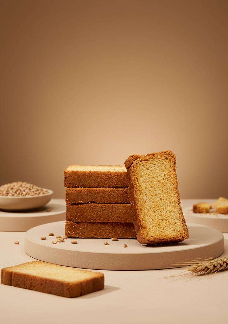 Organic Bites Kaju Butter Rusk I Tost Crunchy And Crispy Cookies/Biscuits Bakery Biscuit (2 X 200 G) - Indya