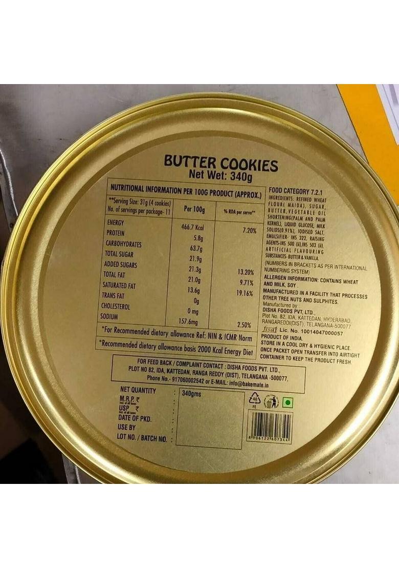 Bakemate Butter Cookies Tin Box | Gift Pack For All Seasons Biscuit (340 G)