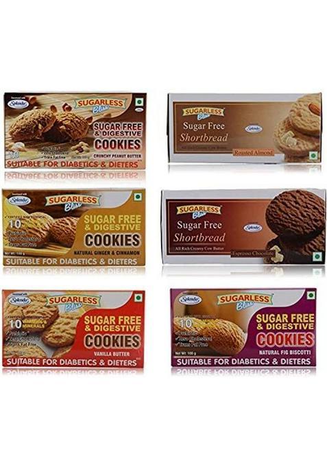 Sugarless Bliss Sugar Free Assorted Cookies Biscuit (6 X 100 G)
