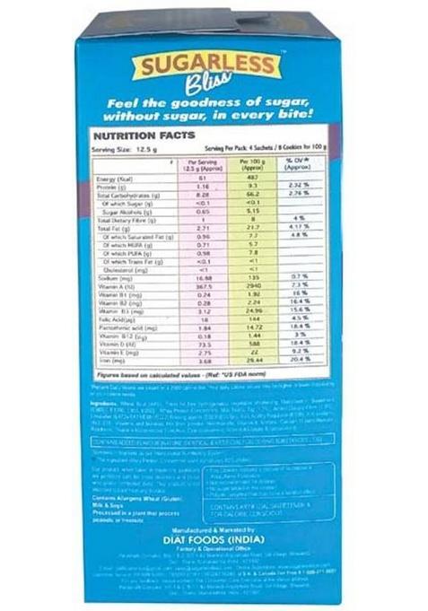 Sugarless Bliss Sugar Free Assorted Cookies Biscuit (6 X 100 G)