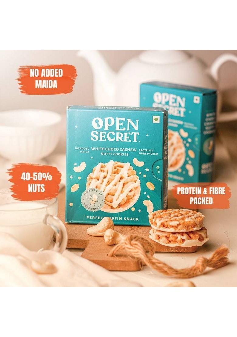 Open Secret White Choco Cashew 6 Guilt-Free Nutty Cookies Biscuit (75 G)