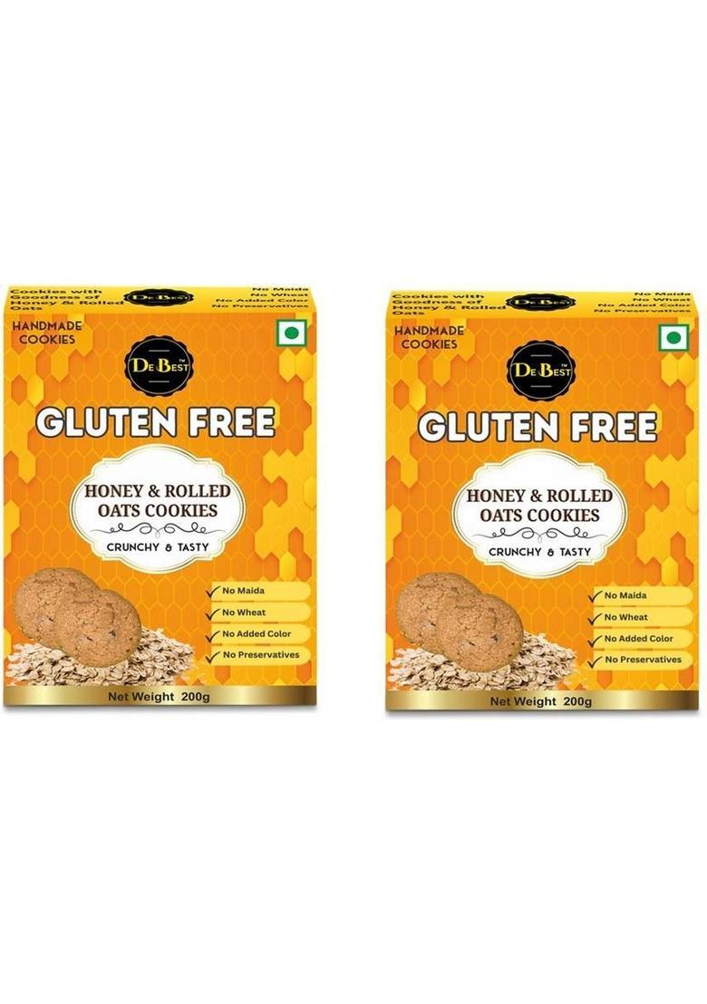 De Best Gluten Free Honey And Rolled Oats, Eggless, Healthy, Premium Handmade Cookies Biscuit (2 X 200 G)
