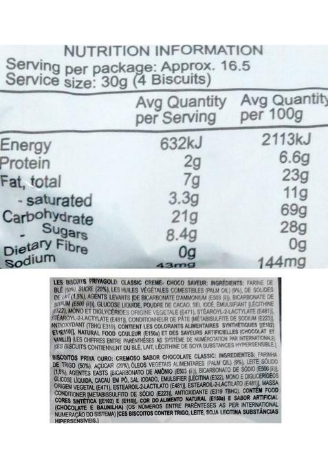 Priyagold Club Choco Flavoured Biscuits Cream Sandwich Biscuit (350 G)