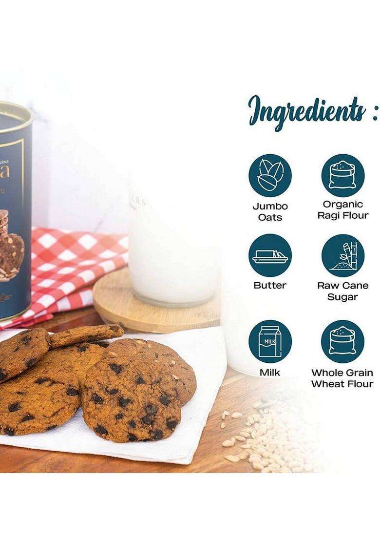 Biesca Ragi & Oats Cookies With Organic Flour, Jumbo Oats, Butter And Milk Biscuit (180 G) - Indya