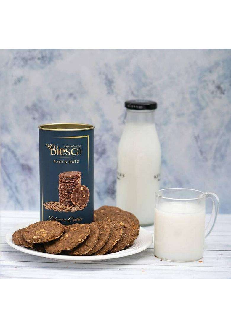 Biesca Ragi & Oats Cookies With Organic Flour, Jumbo Oats, Butter And Milk Biscuit (180 G) - Indya