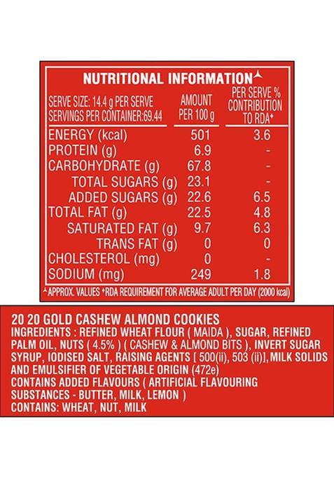 Parle 20-20 Gold Cashew Almond Cookies Biscuit (1 Kg)