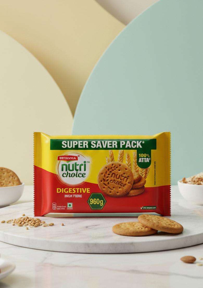 Britannia Nutrichoice Digestive High Fiber Biscuit (5 X 192 G) - Indya