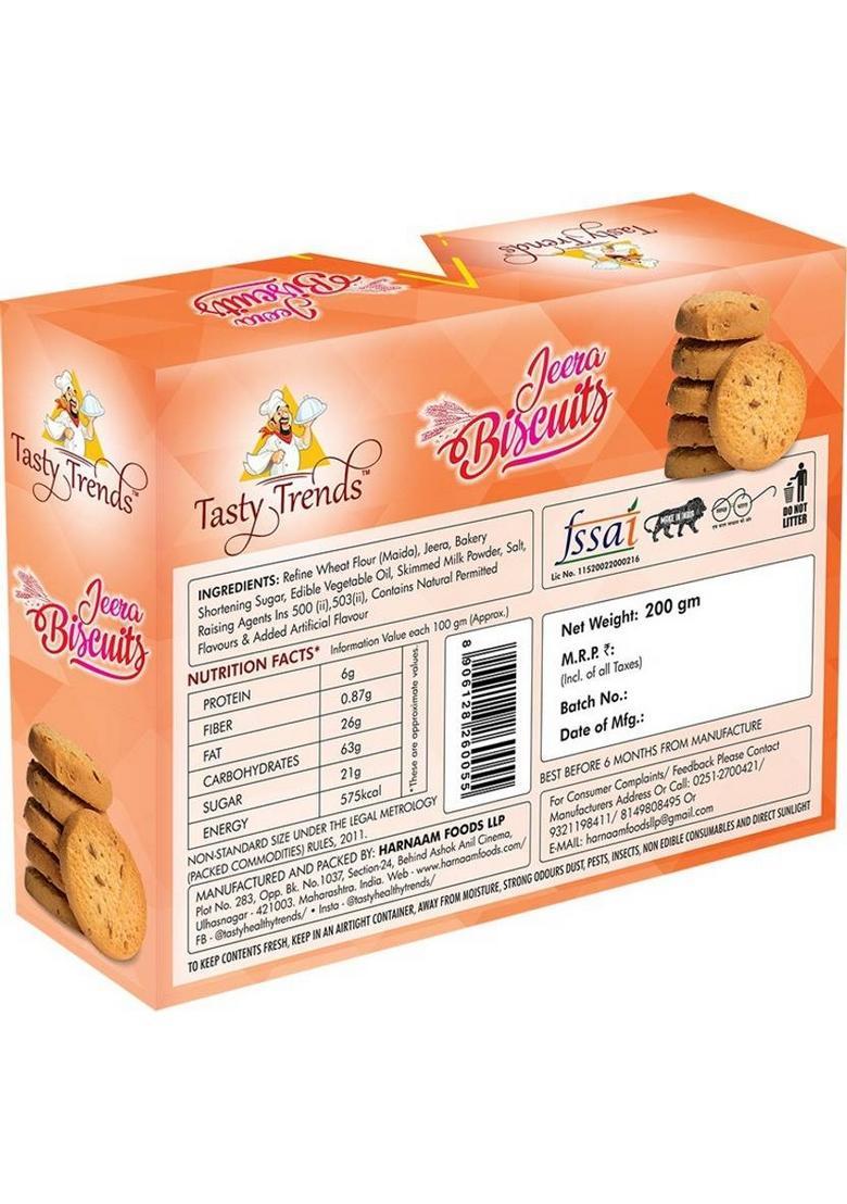 Tasty Trends Jeera Biscuits (Pack Of 2) 200 Gms X 2 Packs Cookies Biscuit (2 G)