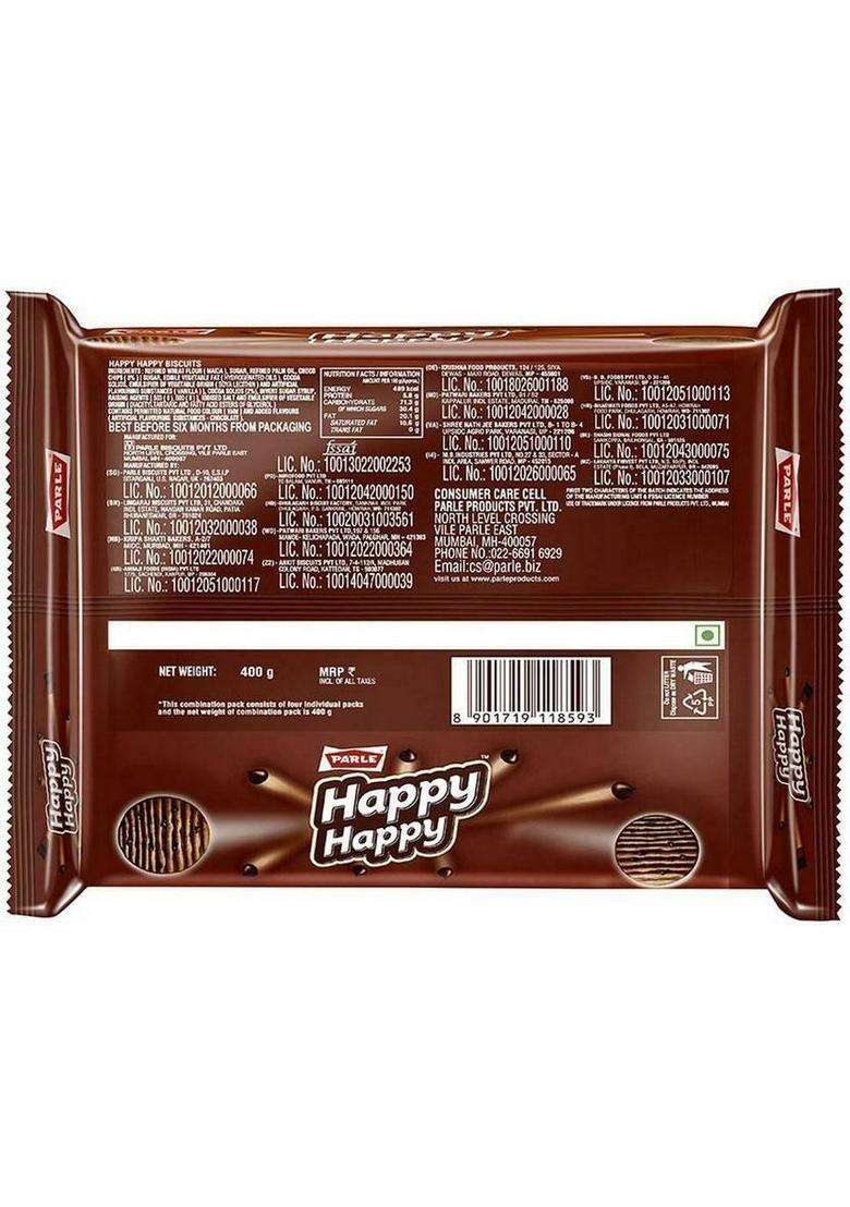 Parle Happy Choco-Chip Cookies Biscuit (400 G) - Indya