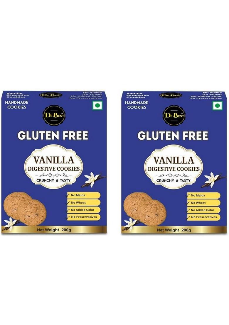 De Best Gluten Free Vanilla Digestive, No Maida, Wheat, Premium Handmade, Eggless Cookies Biscuit (2 X 200 G)