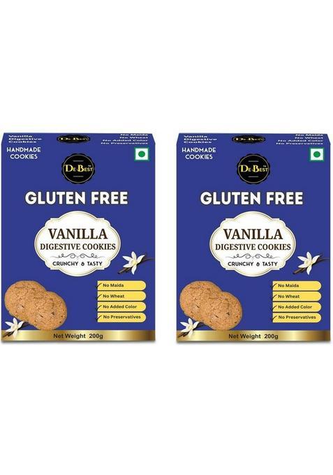 De Best Gluten Free Vanilla Digestive, No Maida, Wheat, Premium Handmade, Eggless Cookies Biscuit (2 X 200 G)