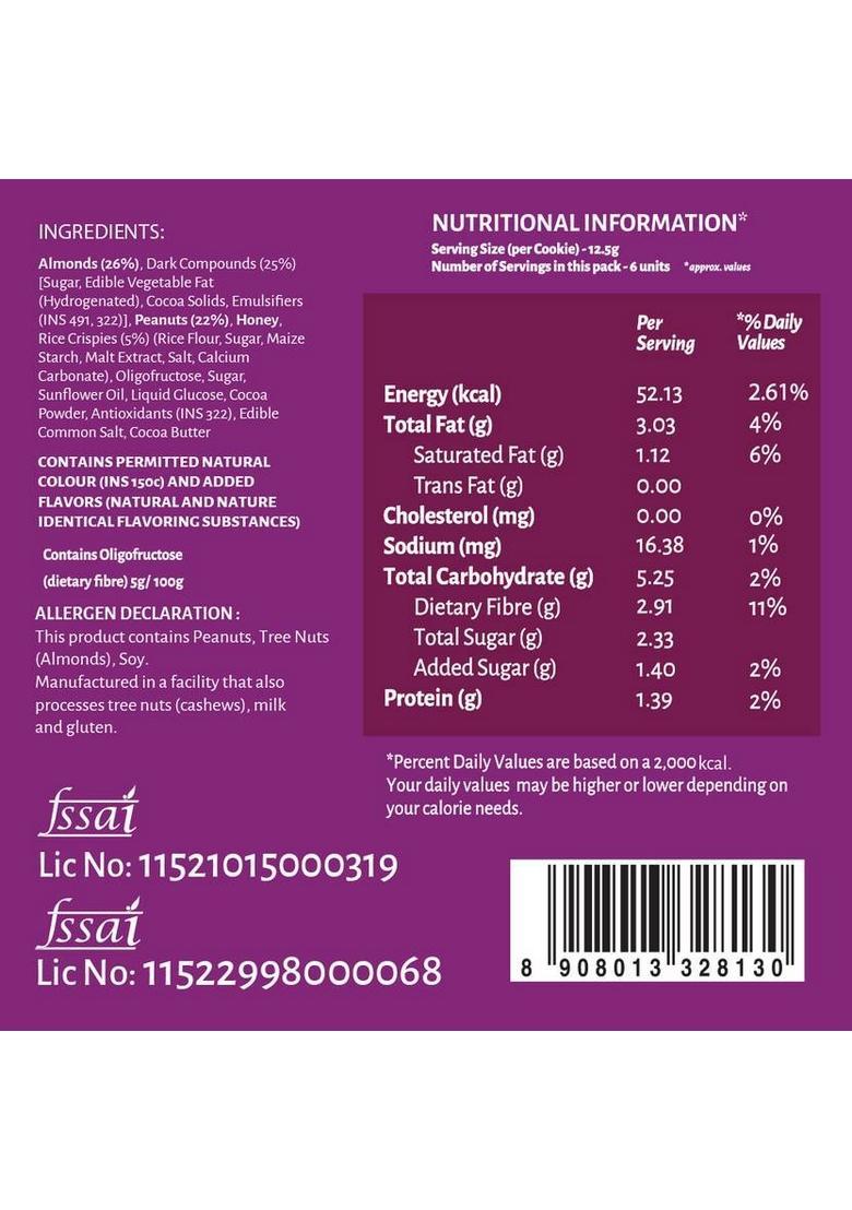 Open Secret Choco Almond 6 Guilt-Free Nutty Cookies Biscuit (75 G)