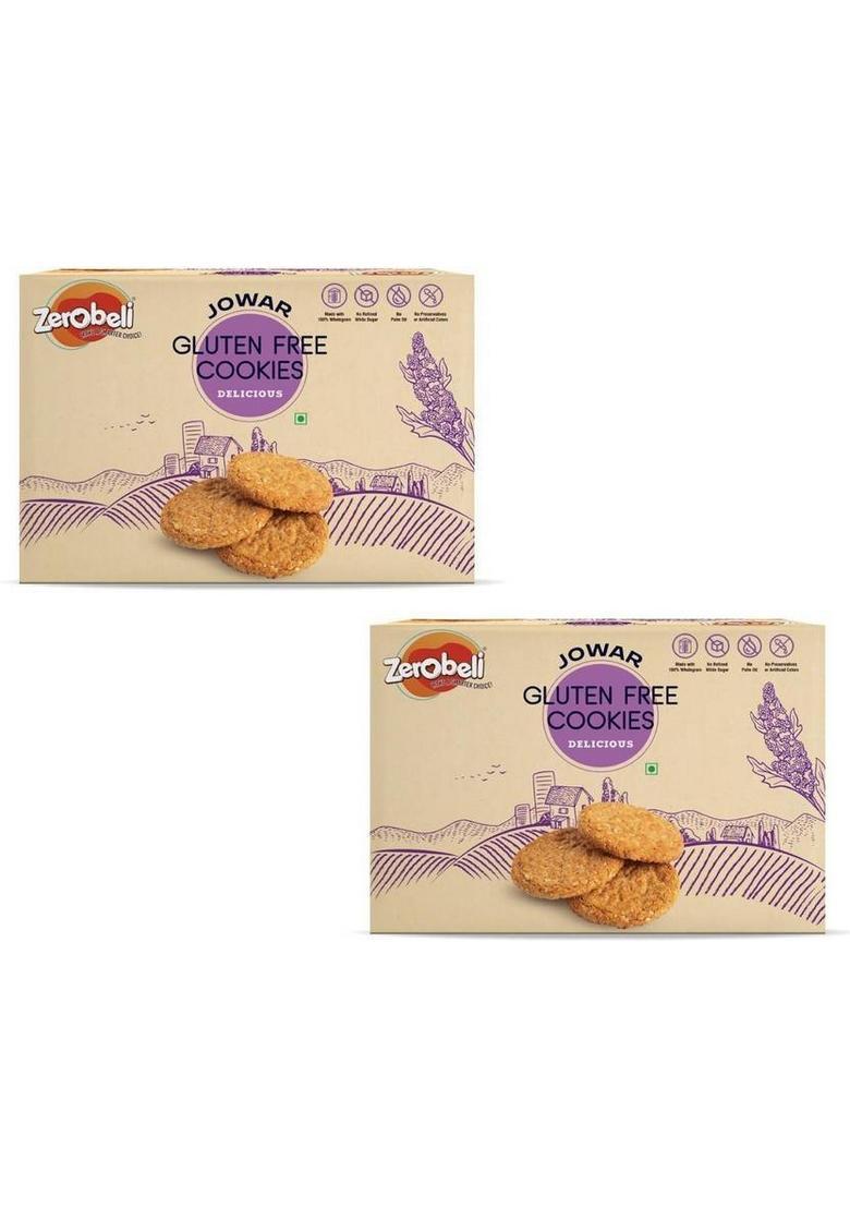 Zerobeli Jowar Gluten Free Cookies | No Palm Oil, Maida & Preservatives Healthy Snacks Multi Grain Biscuit (2 X 250 G)