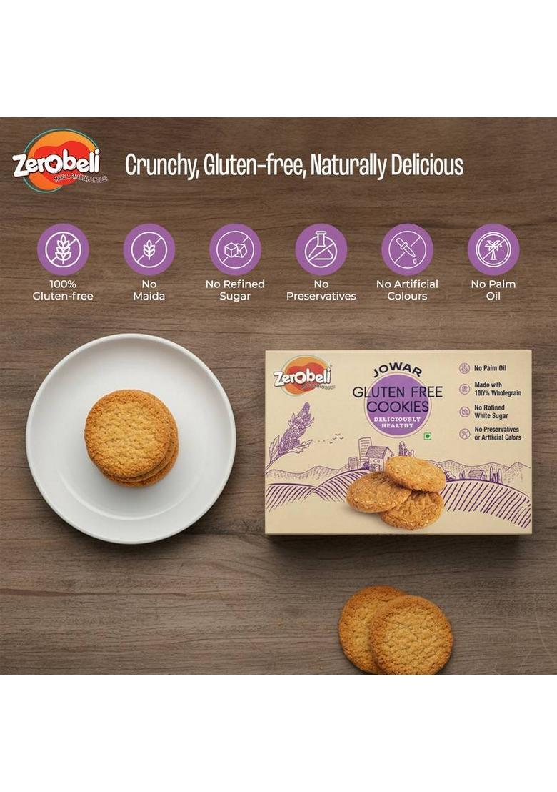 Zerobeli Jowar Gluten Free Cookies | No Palm Oil, Maida & Preservatives Healthy Snacks Multi Grain Biscuit (2 X 250 G)