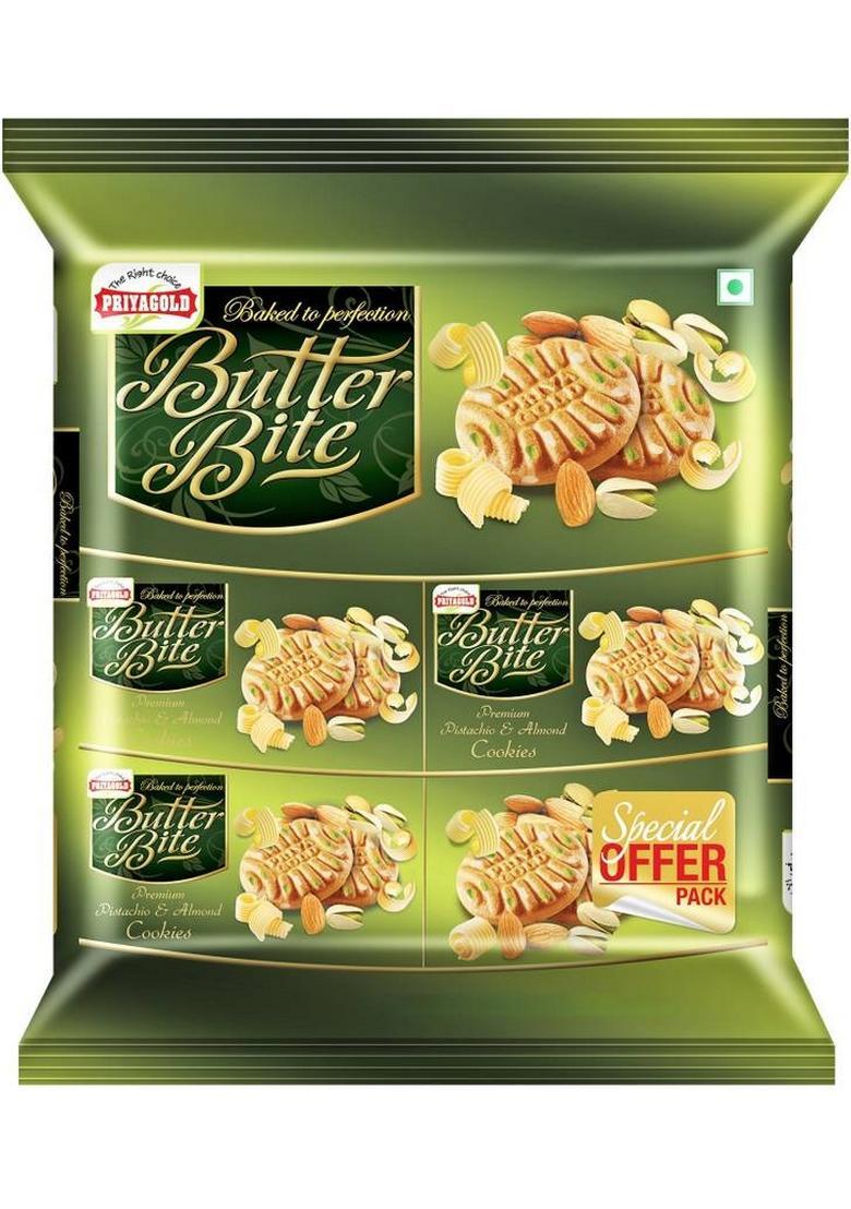 Priyagold Butter Bite Premium Pistachio And Almond Cookies Biscuit (480 G)