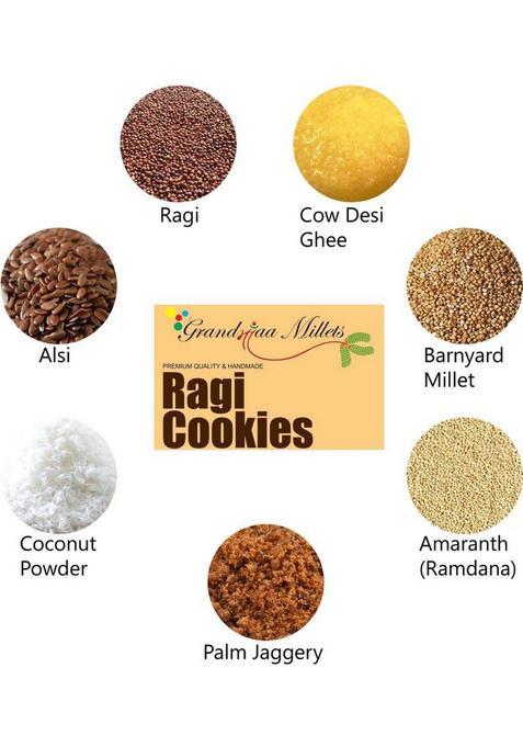 Grandmaa Millets Ragi Desi Cow Ghee Sugar Free Cookies, High Fiber Delicious Cookies Biscuit (150 G)