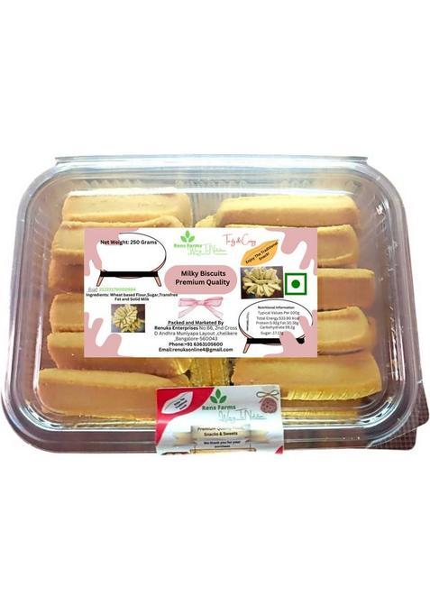 Rens Farms Baked Delight Hand Rolled Premium Milk Cookies Biscuit (250 G)