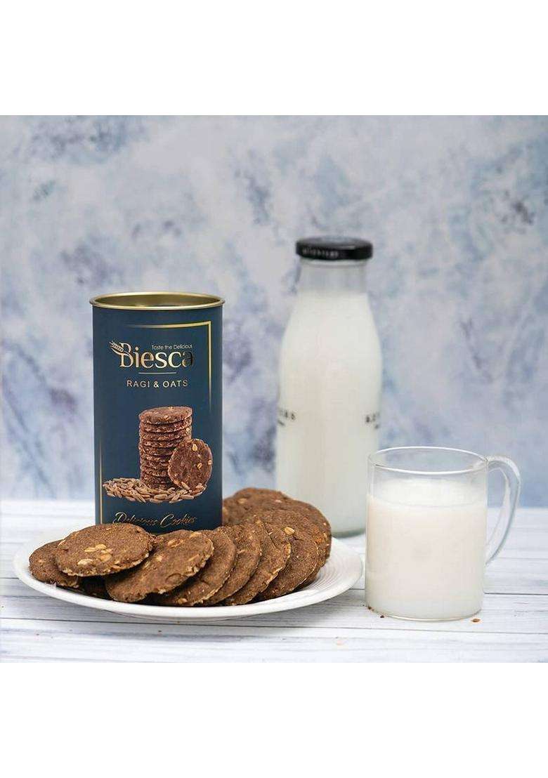 Biesca Ragi & Oats Cookies With Organic Flour, Jumbo Oats, Butter And Milk Biscuit (2 X 180 G) - Indya