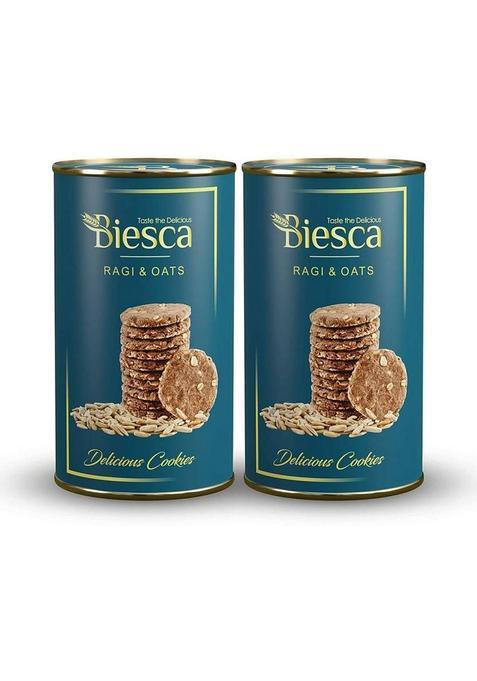 Biesca Ragi & Oats Cookies With Organic Flour, Jumbo Oats, Butter And Milk Biscuit (2 X 180 G)