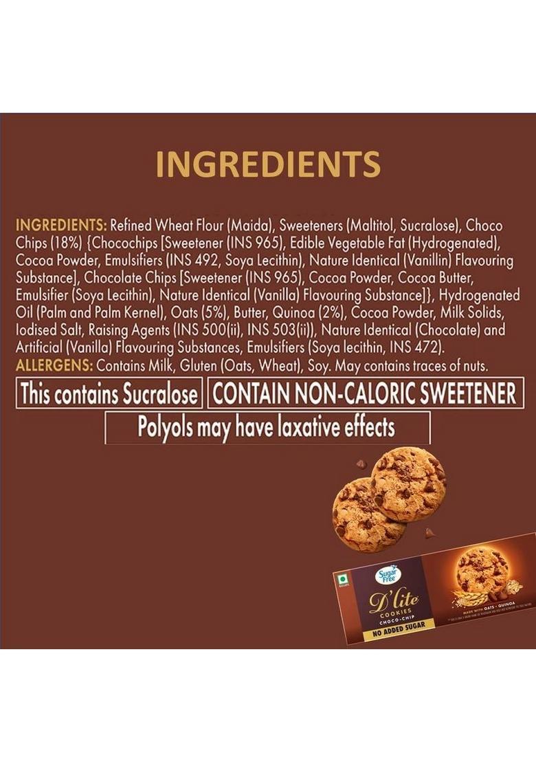 Sugar Free D Lite Choco Chip Cookies Biscuit (75 G)