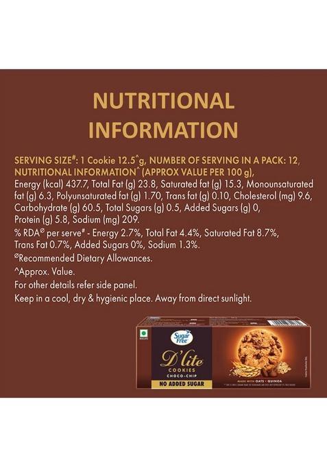 Sugar Free D Lite Choco Chip Cookies Biscuit (75 G)