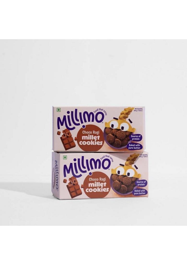 Millimo Healthy Millet Cookies Choco Ragi | High Protein & Fibre Biscuit (2 X 100 G)