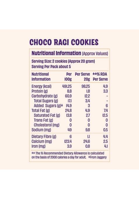 Millimo Healthy Millet Cookies Choco Ragi | High Protein & Fibre Biscuit (2 X 100 G)