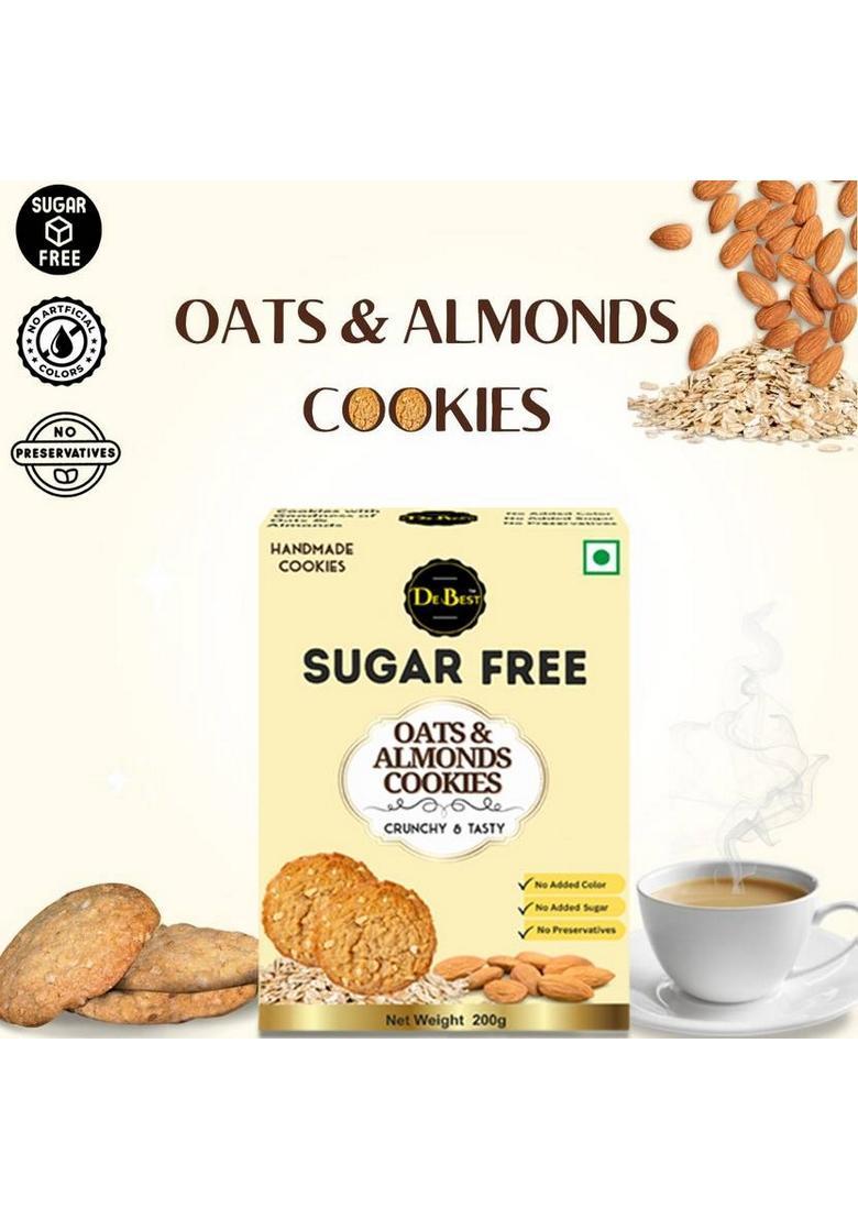 De Best Sugar Free Oats & Almonds Cookies, Premium Handmade, Tasty Crunchy, Eggless Cookies Biscuit (2 X 200 G)