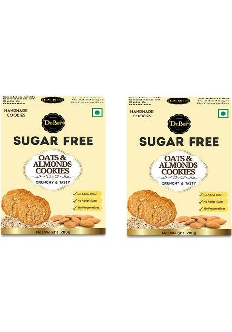De Best Sugar Free Oats & Almonds Cookies, Premium Handmade, Tasty Crunchy, Eggless Cookies Biscuit (2 X 200 G)