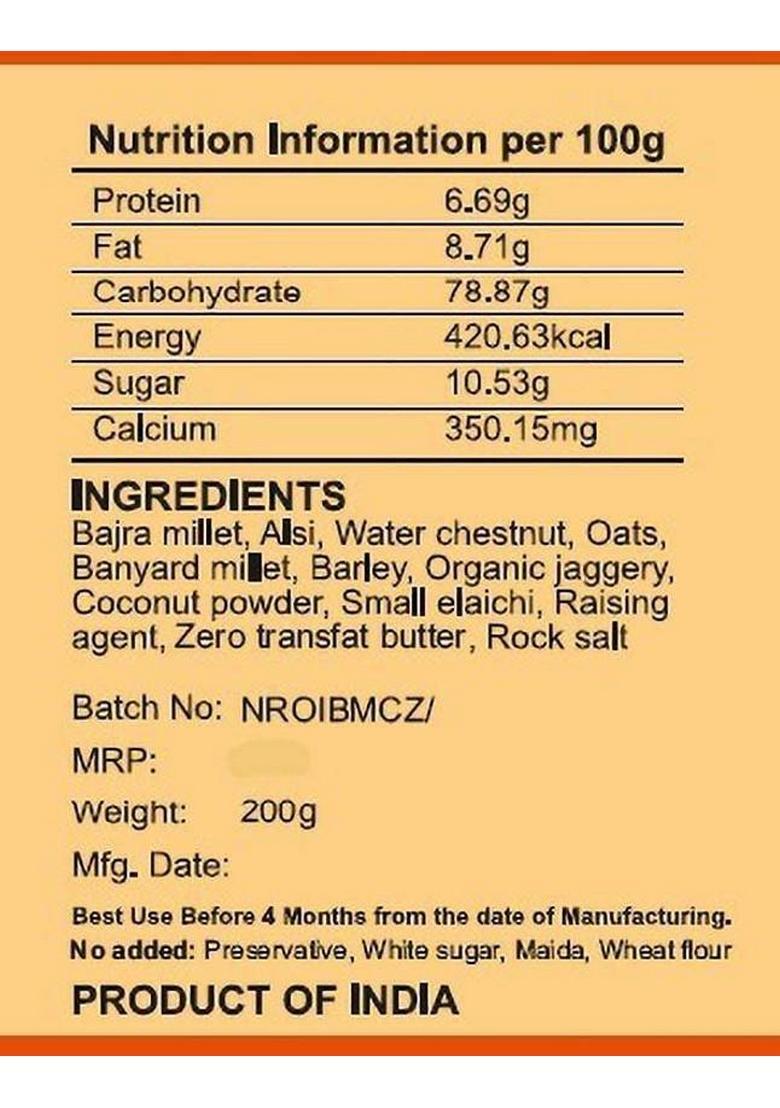 Grandmaa Millets Bajra-Butter-Zero-Transfat Cookies, High Fiber Delicious Cookies Biscuit (200 G)
