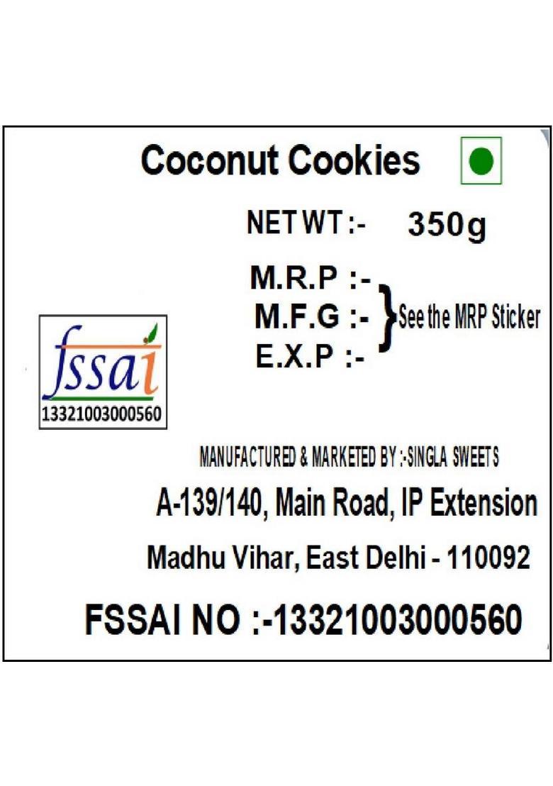 Singla Best Quality Butter Coconut Cookies Biscuits 350Gm Biscuit (350 G)