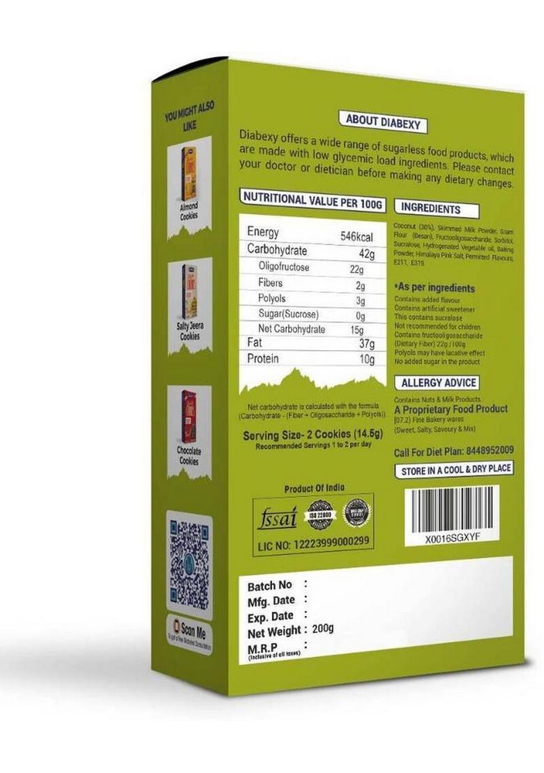Diabexy Diabetic Food Product Coconut Cookies Sugar Control For Diabetes