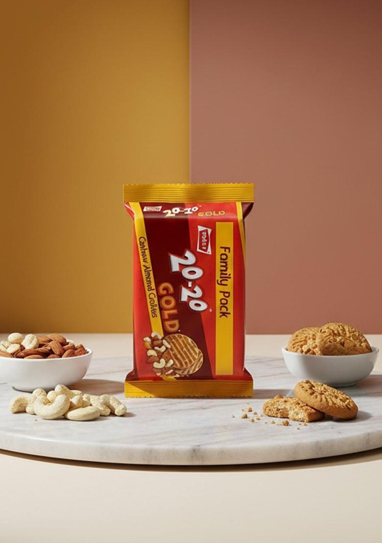 Parle 20-20 Cashew Almond Cookies Biscuit (600 G)