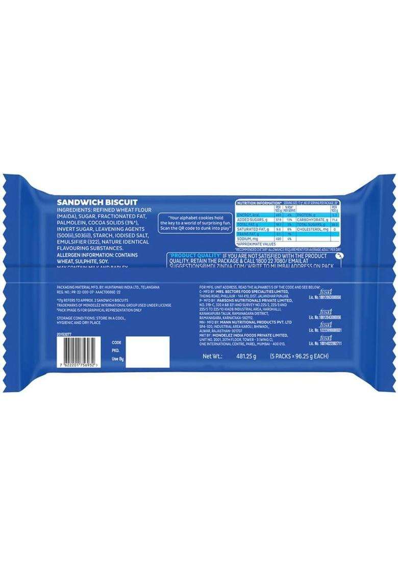 Cadbury Oreo Chocolate Flavour Cr Me Sandwich Cookies Biscuit (459.25 G) - Indya