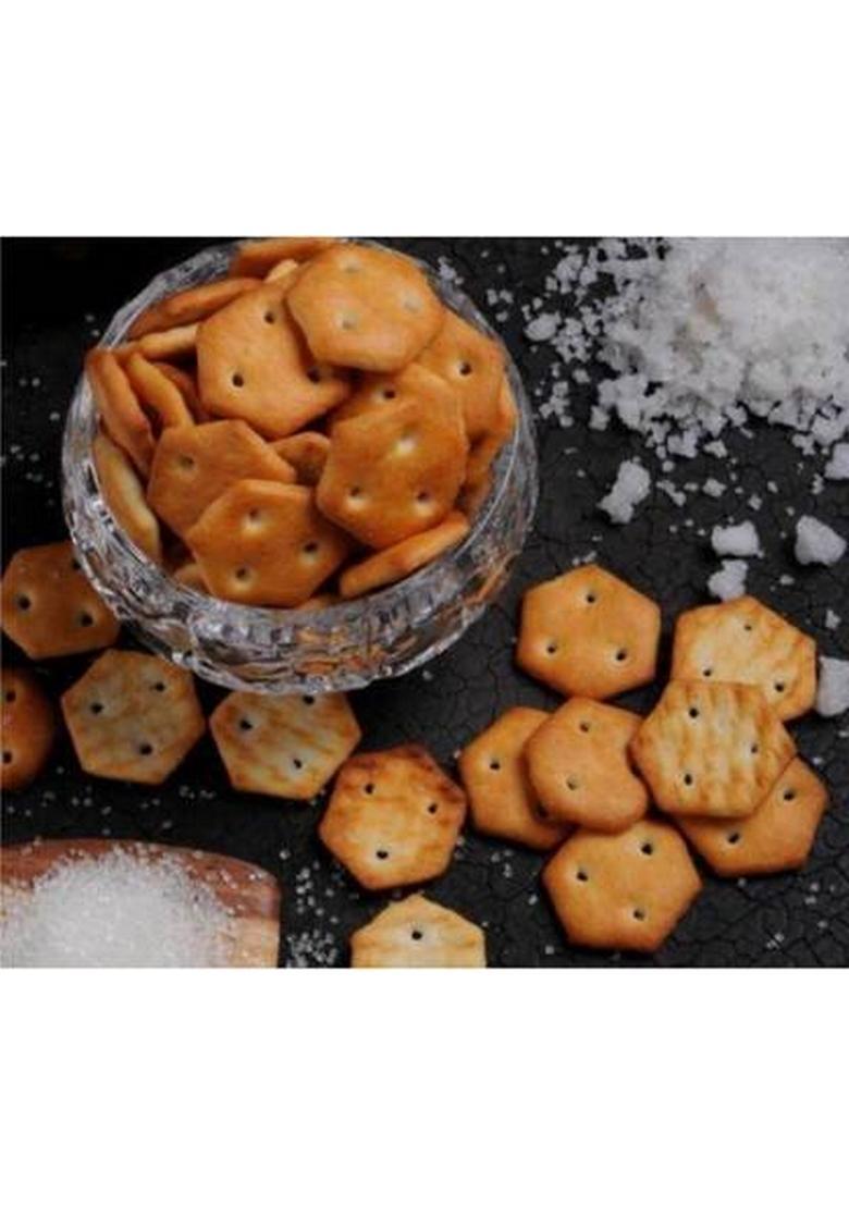 Gattani Sales Vegan Salted Mini Biscuits | Crackers Hexagonal Biscuit (0.4 Kg)