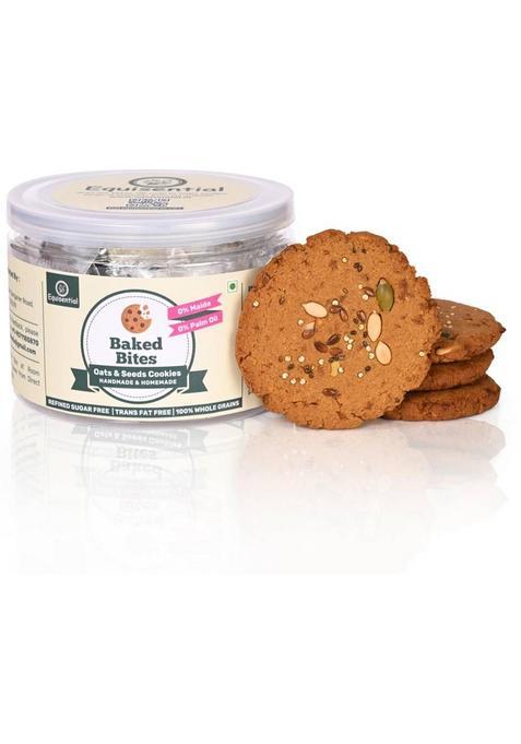 Equisential Baked Bites Oats & Seeds Cookies | Jaggery No Maida, Sugar, Palm Oil 250G Biscuit (250 G)