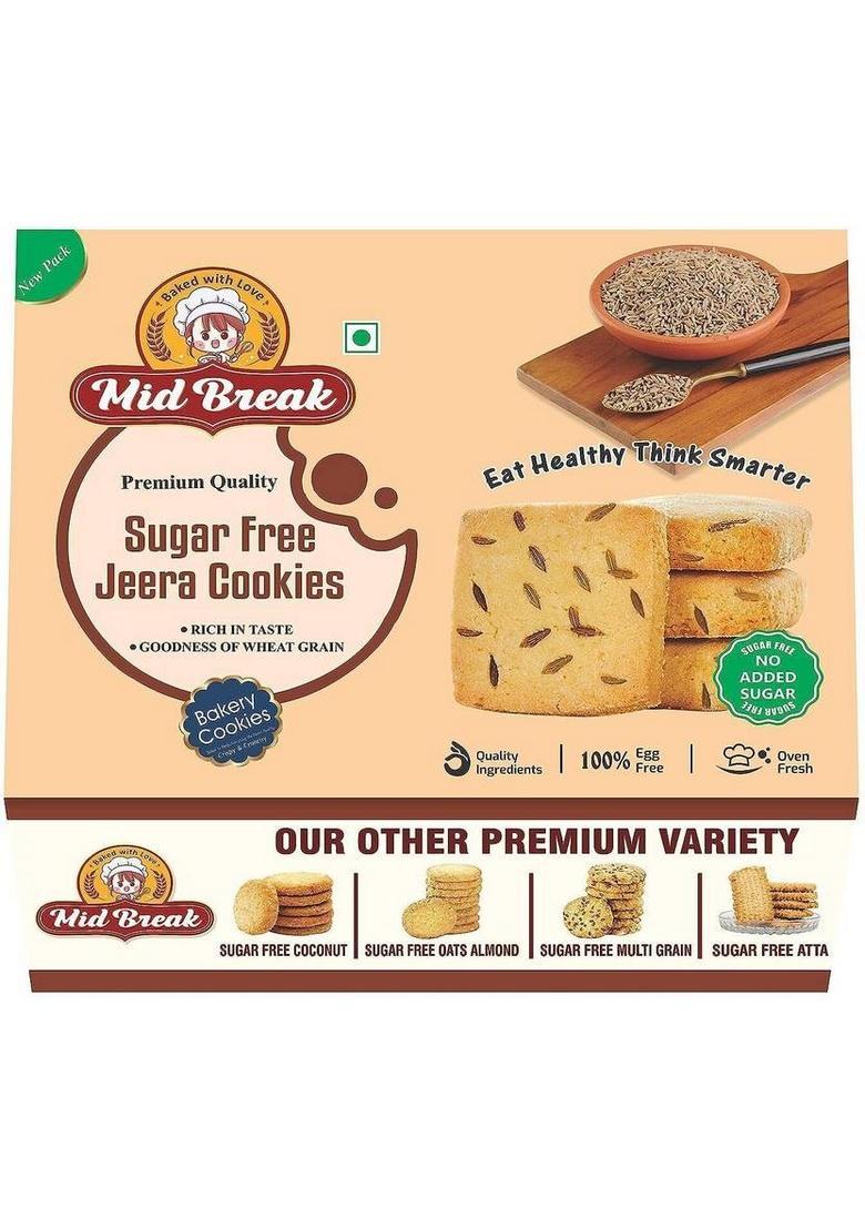 Midbreak Sugar Free Jeera Biscuits, High Fiber, Gut-Friendly, Low Glycemic Index Biscuits Cookies Biscuit (300 G)