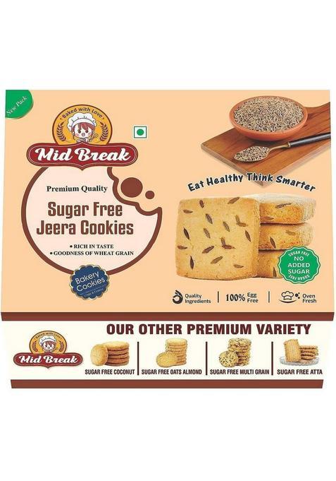 Midbreak Sugar Free Jeera Biscuits, High Fiber, Gut-Friendly, Low Glycemic Index Biscuits Cookies Biscuit (300 G)