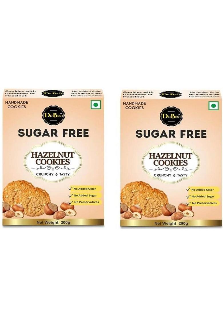 De Best Sugar Free Hazelnut Cookies, Premium Handmade Eggless Cookies 400G Biscuit (2 X 200 G)