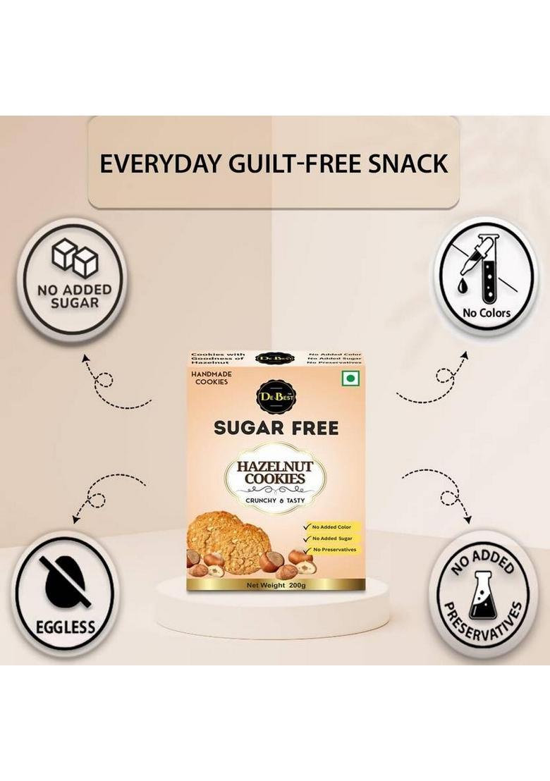 De Best Sugar Free Hazelnut Cookies, Premium Handmade Eggless Cookies 400G Biscuit (2 X 200 G)