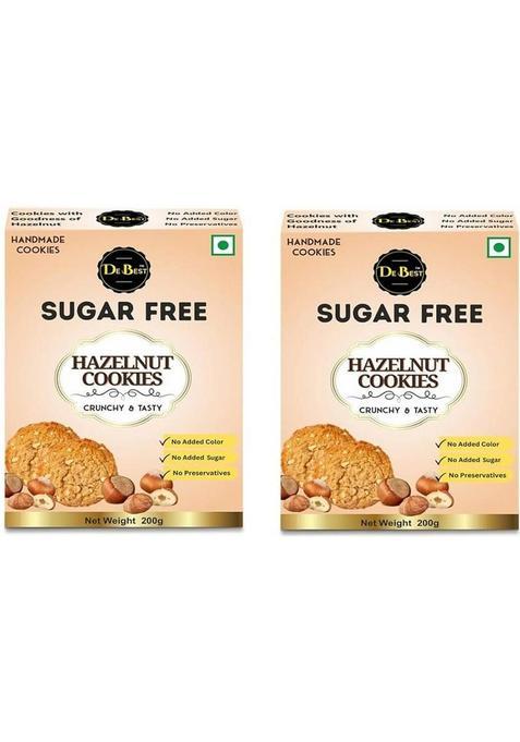 De Best Sugar Free Hazelnut Cookies, Premium Handmade Eggless Cookies 400G Biscuit (2 X 200 G)