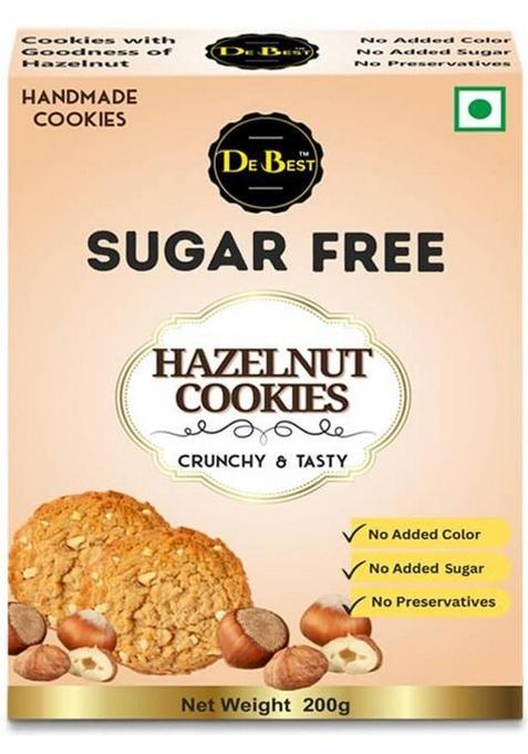 De Best Sugar Free Hazelnut Cookies, Premium Handmade Eggless Cookies 400G Biscuit (2 X 200 G)