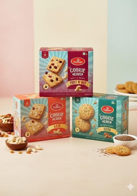 Haldiram'S Jeera Cookies 150Gm, Kaju 150Gm , Fruit N Nut 200 Gm Biscuit (500 G)