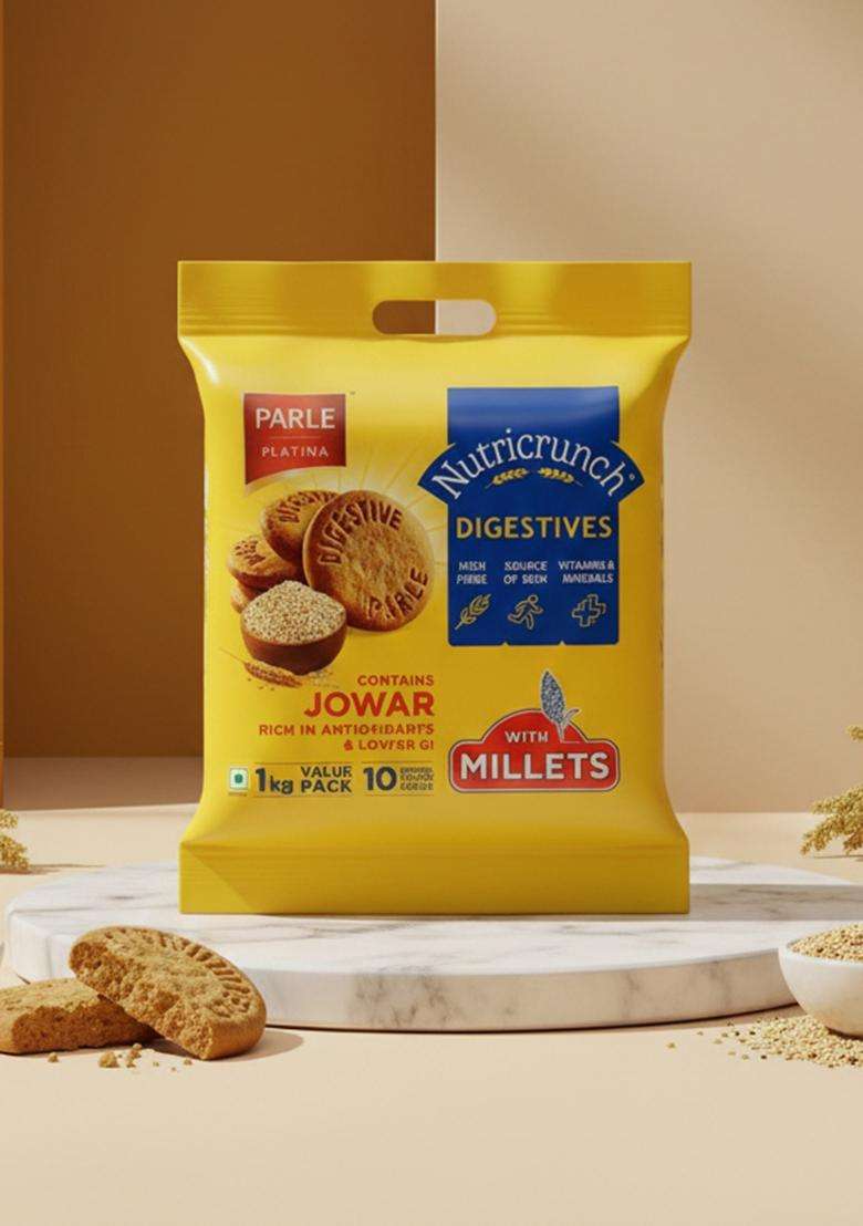 Parle Nutricrunch Classic Wheat Flour Digestive Cookies Biscuit (1000 G) - Indya