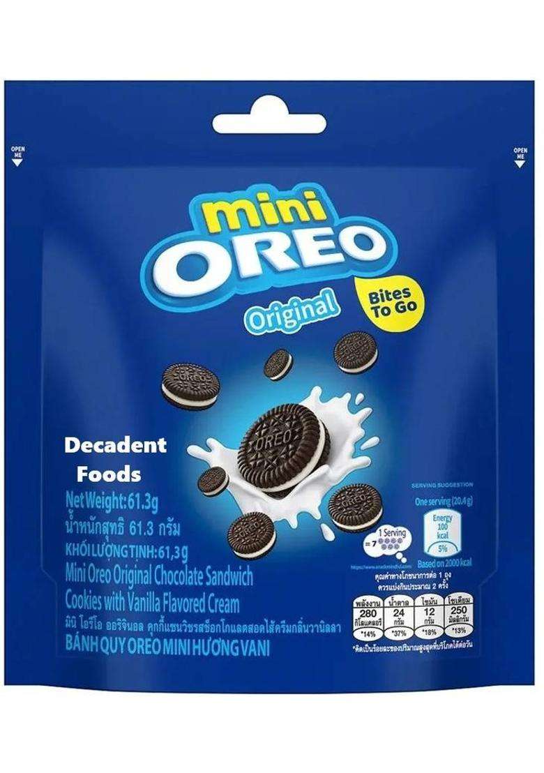 Decadent Foods Mini Oreos Original Chocolate Sandwich Cookies | Biscuit (61.3 G) - Indya