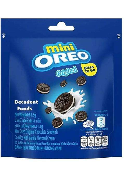 Decadent Foods Mini Oreos Original Chocolate Sandwich Cookies | Biscuit (61.3 G)