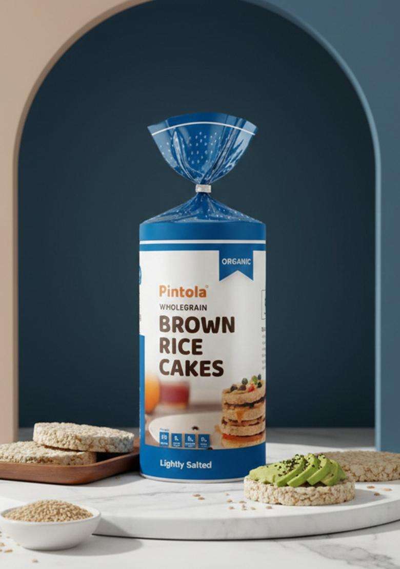 Pintola Organic Wholegrain Brown Rice Cakes (All Natural, Lightly Salted) High Fiber Biscuit (130 G) - Indya