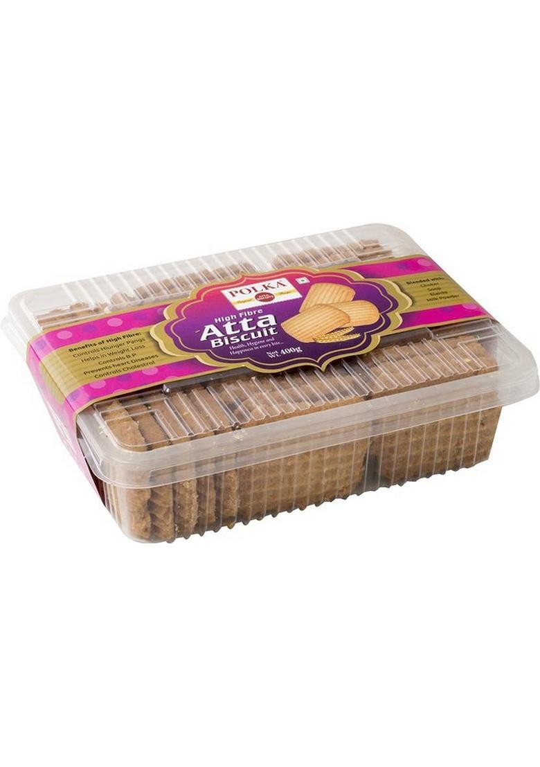 Polka High Fibre Atta Cookies ,Health ,Hygiene And Happiness In Every Bite ,Pack Of 1 ,400 Gm Biscuit (400 G)